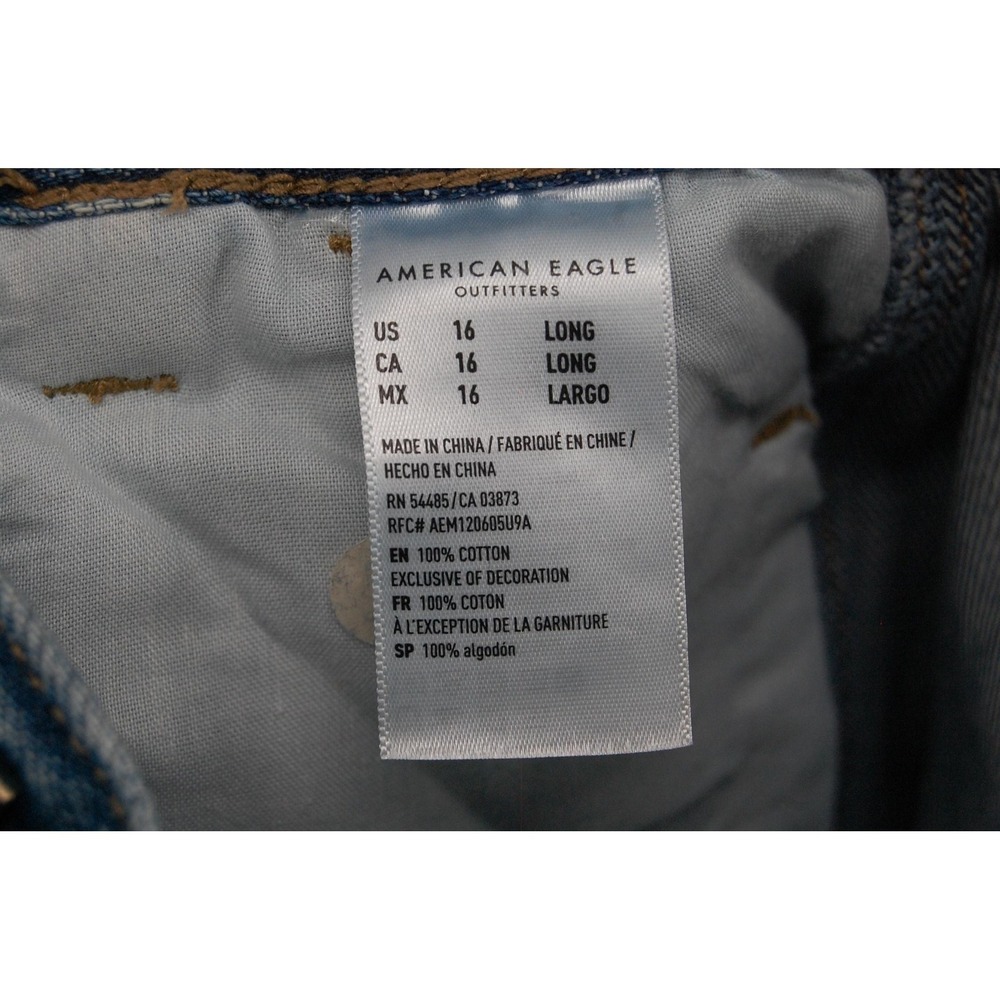 American Eagle Outfitters Mom Jeans Womens‎ 16 Long Blue Medium High Rise Cargo - Picture 12 of 12